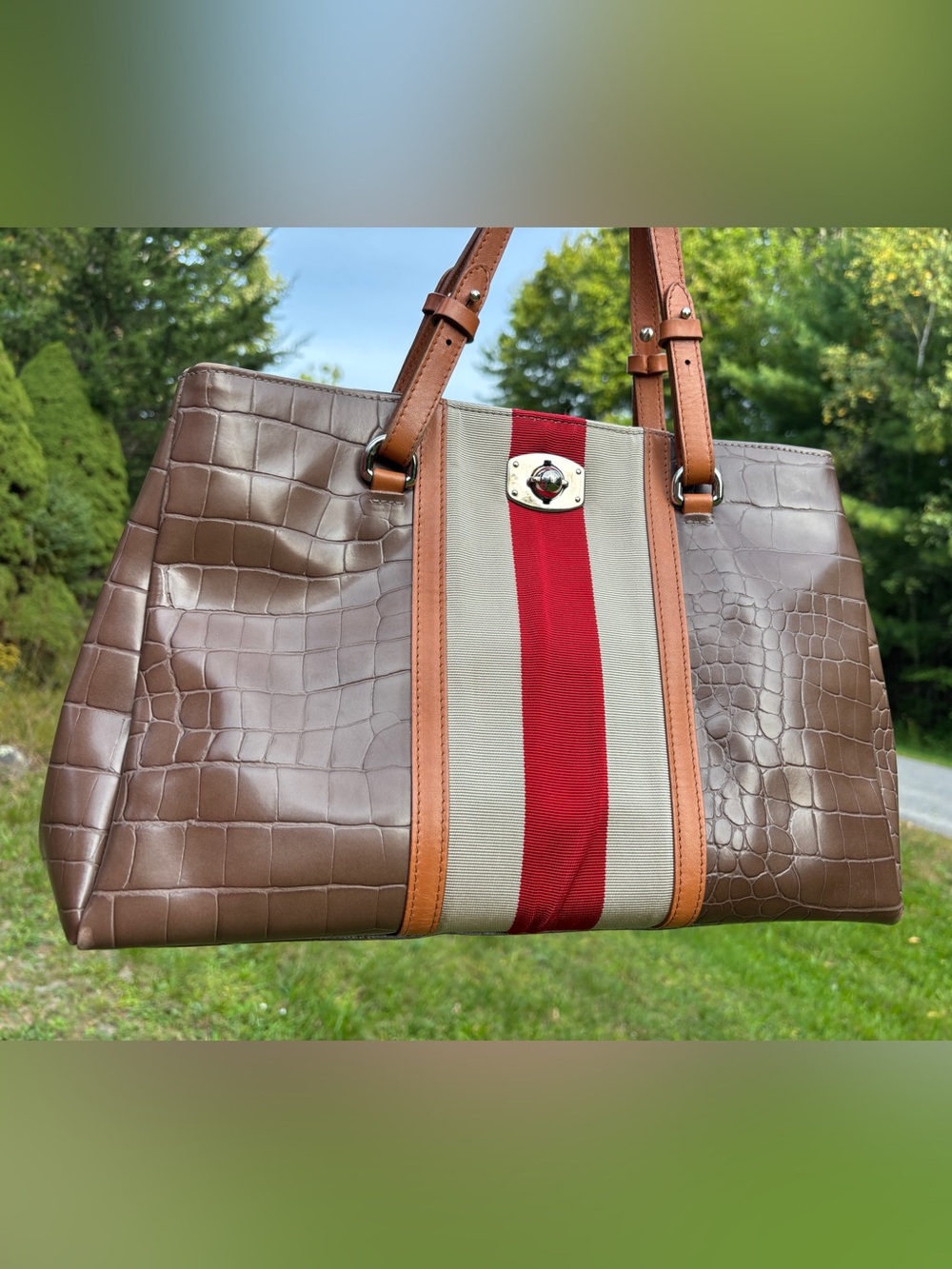 Furla Croc-Embossed Shoulder Bag